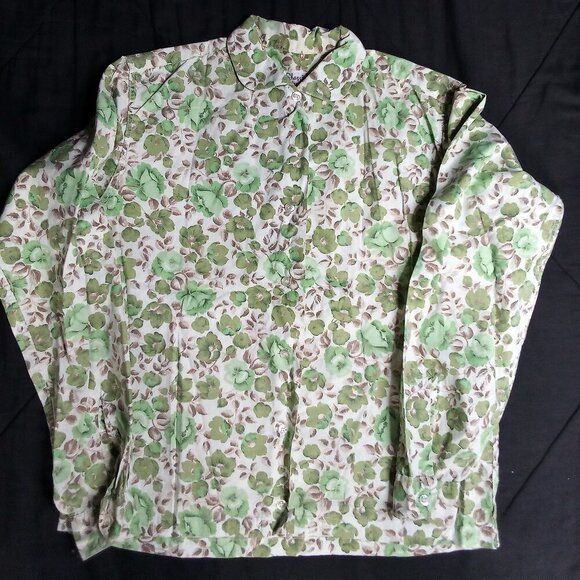 Vintage 70s Shapely Classic Floral Button Shirt - Picture 2 of 4
